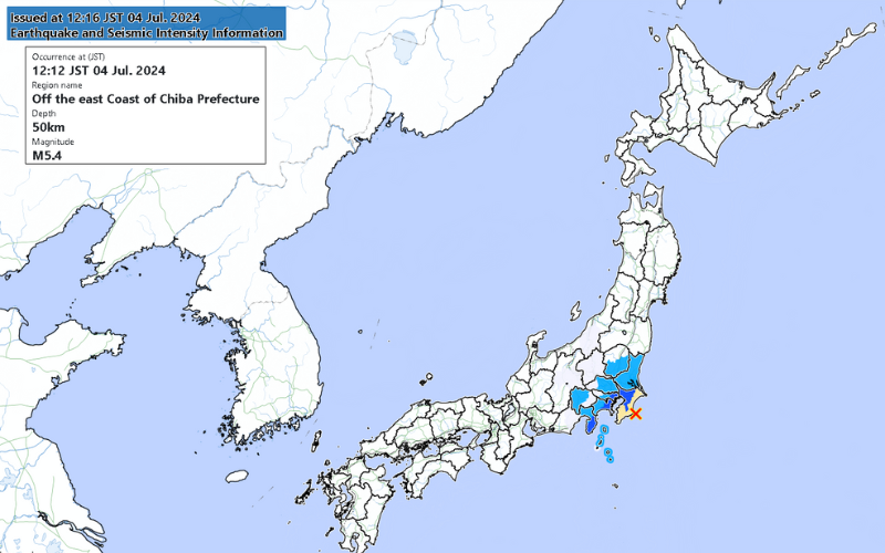 Terremoto de magnitude 5,4 atinge costa leste de Chiba; sem alerta de tsunami